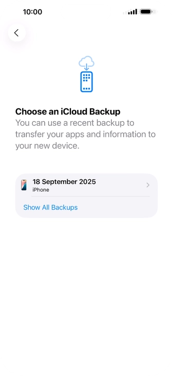 Press the required backup and your phone restores the content of the selected backup. Subsequently, follow the instructions on the screen to set up your phone and prepare it for use. Press the required backup and your phone restores the content of the selected backup. Subsequently, follow the instructions on the screen to set up your phone and prepare it for use.