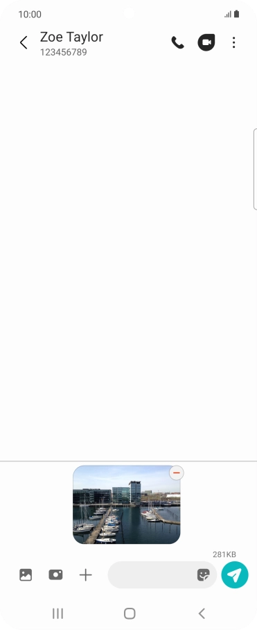 Press the text input field and write the text for your picture message.