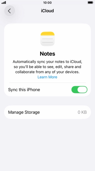 Press the indicator to turn synchronisation of each app on or off.