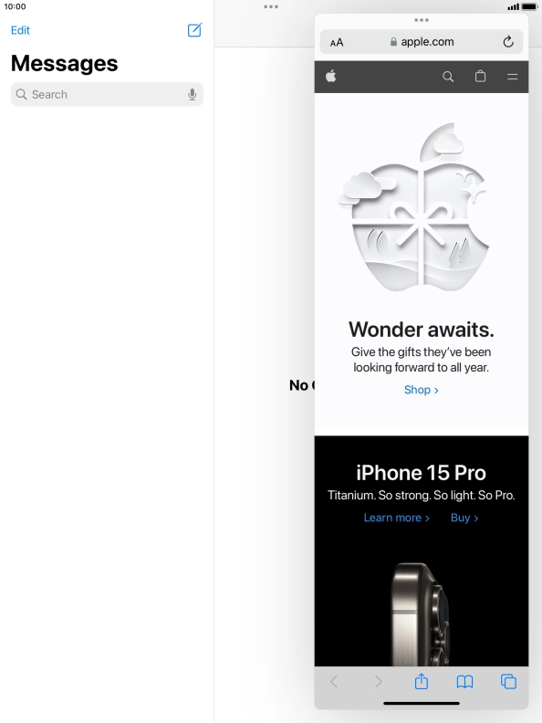 The application now displays on top of the other open application.