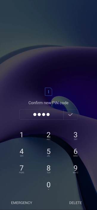 Key in the new PIN again and press the confirm icon.