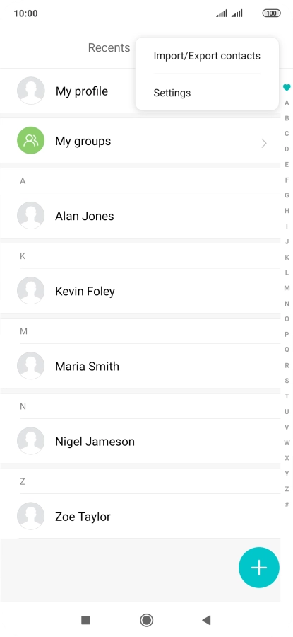 Press Import/Export contacts.