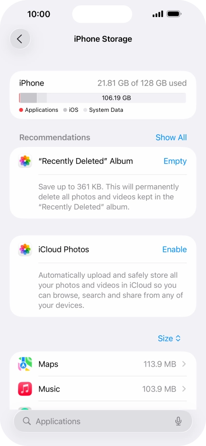 Press the required app.