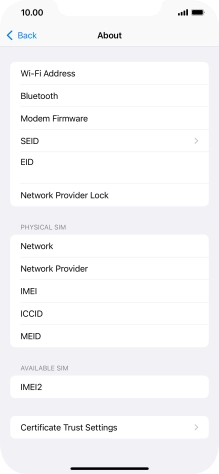 Your phone's EID number is displayed below EID.