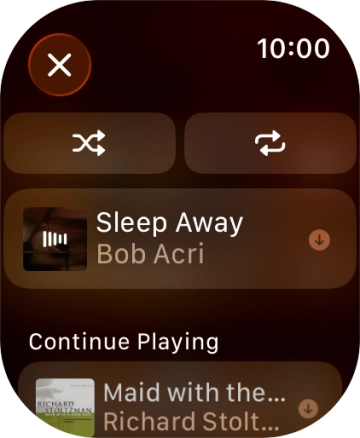 Press the shuffle icon to turn the function on or off. Press the shuffle icon to turn the function on or off.