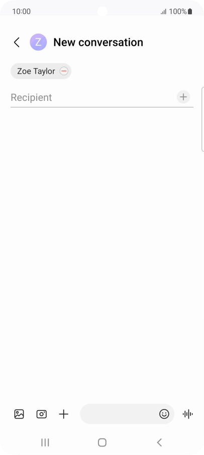 Press the text input field and write the text for your text message. Press the text input field and write the text for your text message.