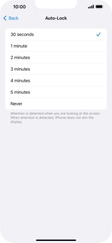 Press the required setting.