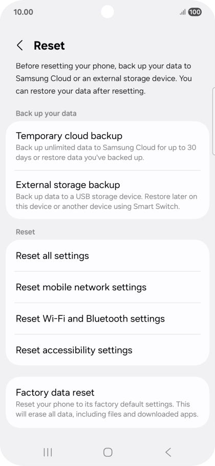 Press Factory data reset.