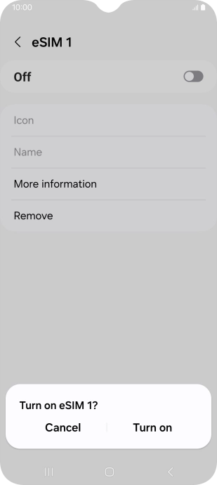 If you turn on use of the price plan, press Turn on. If you turn on use of the price plan, press Turn on.