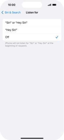 Press the required setting to turn the function on or off. If you turn on the function, you need to follow the instructions on the screen to set up Siri to recognise your voice. Press the required setting to turn the function on or off. If you turn on the function, you need to follow the instructions on the screen to set up Siri to recognise your voice.