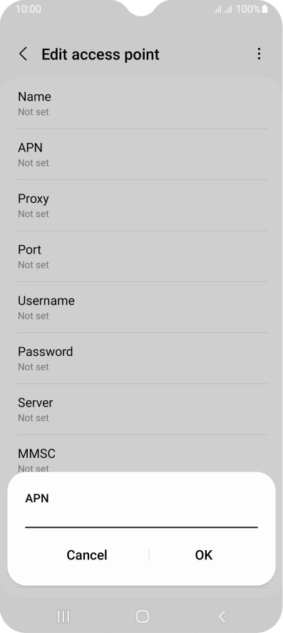 Key in wap.vodafone.co.uk and press OK.