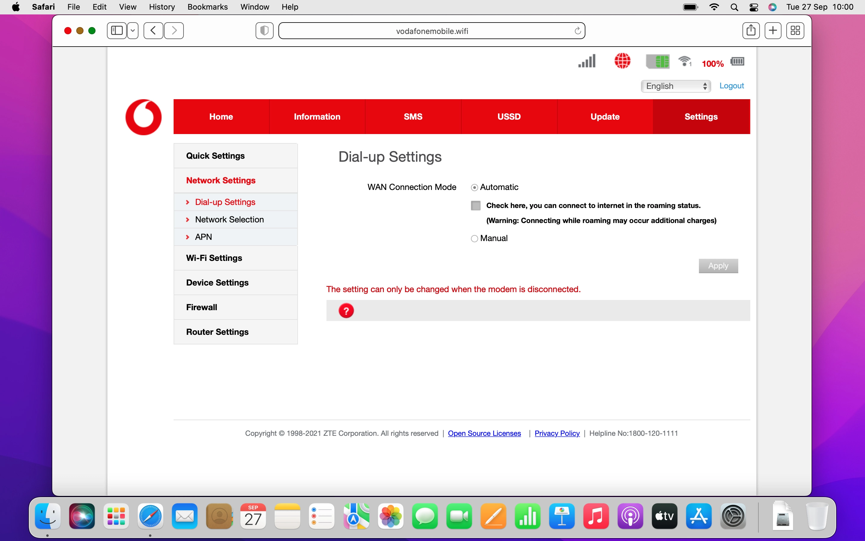 Click Network Selection.