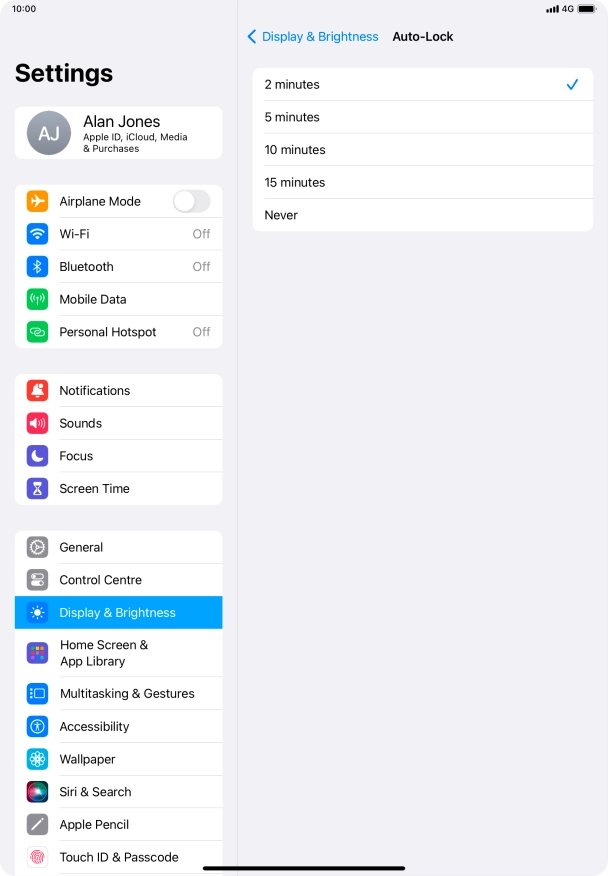 Press the required setting. Press the required setting.