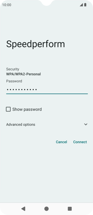 Key in the password for the Wi-Fi network and press Connect. Key in the password for the Wi-Fi network and press Connect.