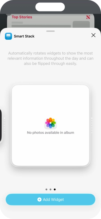 Slide your finger right or left on the screen to select the required widget size. Slide your finger right or left on the screen to select the required widget size.