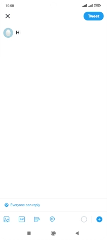 Write the required text and press Tweet. Write the required text and press Tweet.