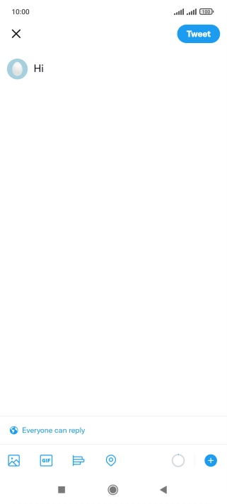 Write the required text and press Tweet. Write the required text and press Tweet.