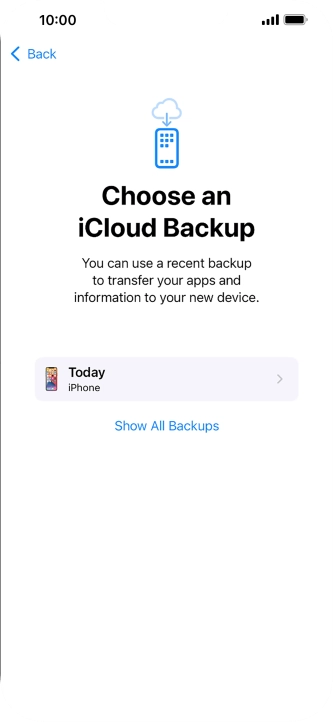 Press the required backup and your phone restores the content of the selected backup. Subsequently, follow the instructions on the screen to set up your phone and prepare it for use. Press the required backup and your phone restores the content of the selected backup. Subsequently, follow the instructions on the screen to set up your phone and prepare it for use.
