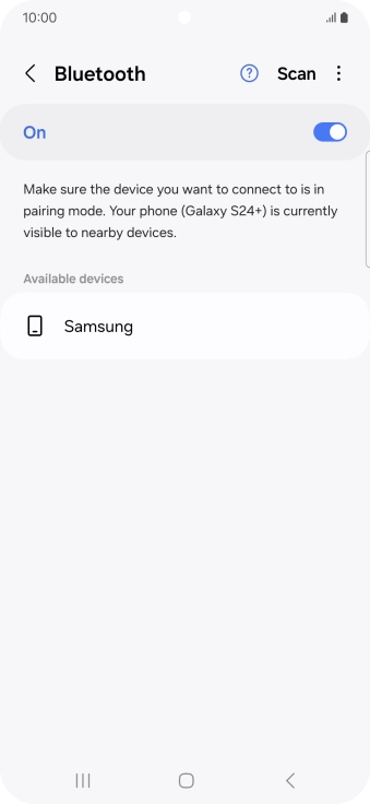 Press the required Bluetooth device and follow the instructions on the screen to pair the device with your phone. Press the required Bluetooth device and follow the instructions on the screen to pair the device with your phone.