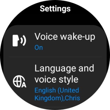 Press Language and voice style. Press Language and voice style.