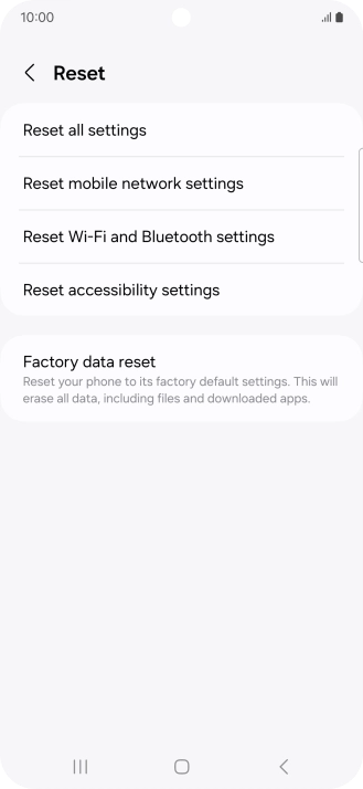Press Reset mobile network settings and follow the instructions on the screen to reset the mobile network settings.