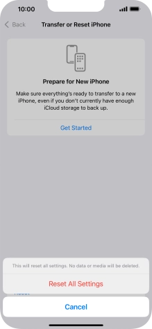 Press Reset All Settings. Press Reset All Settings.