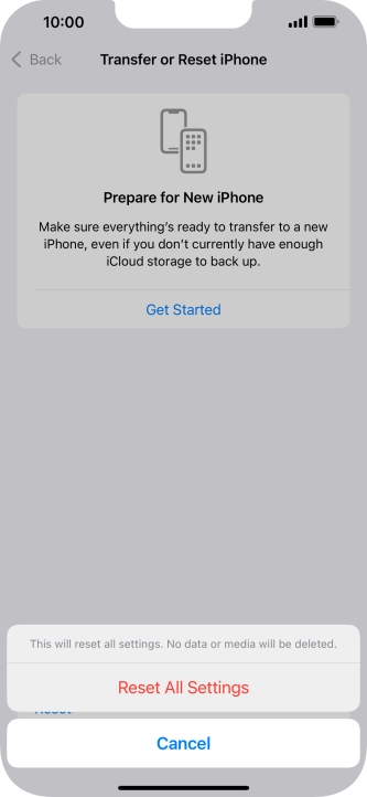 Press Reset All Settings. Press Reset All Settings.