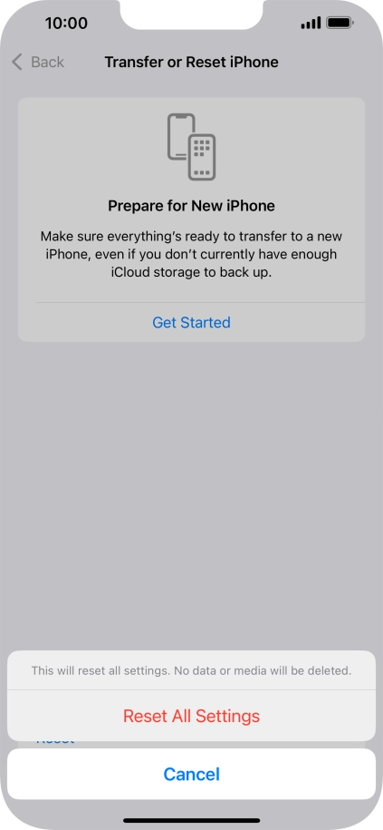 Press Reset All Settings. Press Reset All Settings.