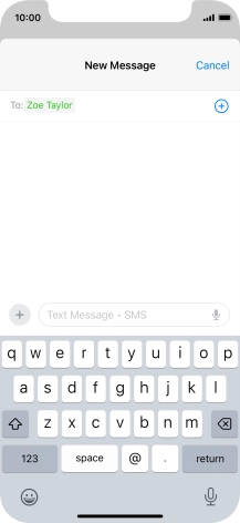 Press the text input field and write the text for your text message.
