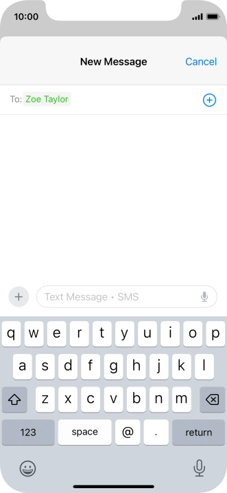 Press the text input field and write the text for your text message.