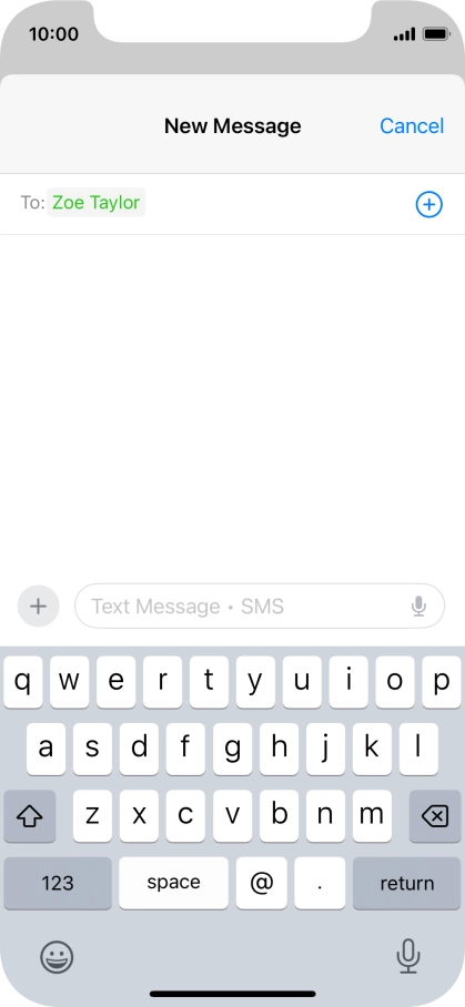 Press the text input field and write the text for your text message.