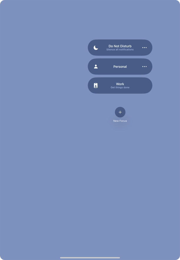 Press the required focus mode to activate or deactivate it immediately.