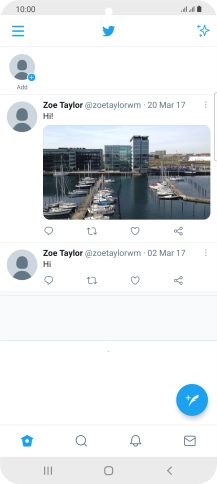 Press the new tweet icon. Press the new tweet icon.