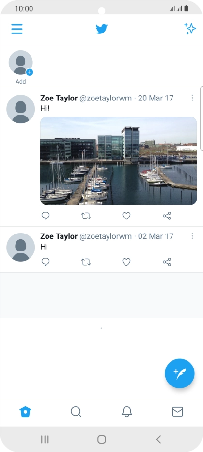 Press the new tweet icon. Press the new tweet icon.