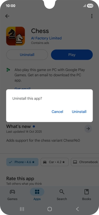 Press Uninstall.