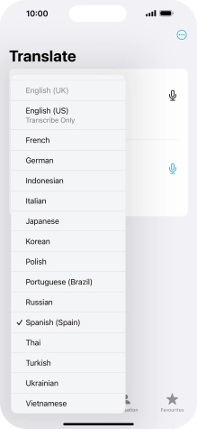 Press the required target language.