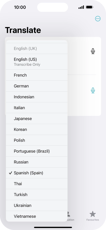 Press the required target language.