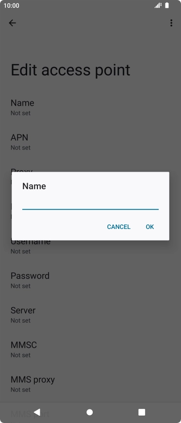 Key in Vodafone Internet and press OK. Key in Vodafone Internet and press OK.