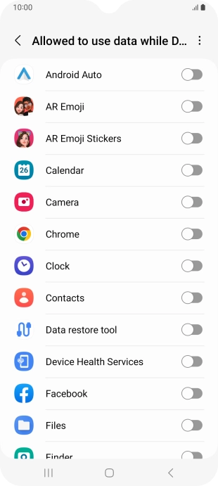 Press the indicators next to the required apps to turn the function on or off. Press the indicators next to the required apps to turn the function on or off.