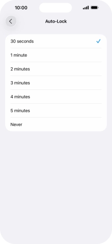 Press the required setting.