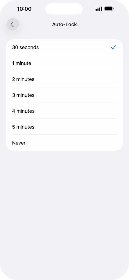 Press the required setting.