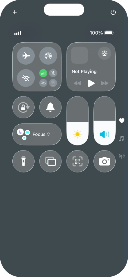 Slide your finger up or down on the screen to select the required Control Centre page.