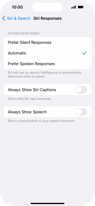 Press the required setting. Press the required setting.