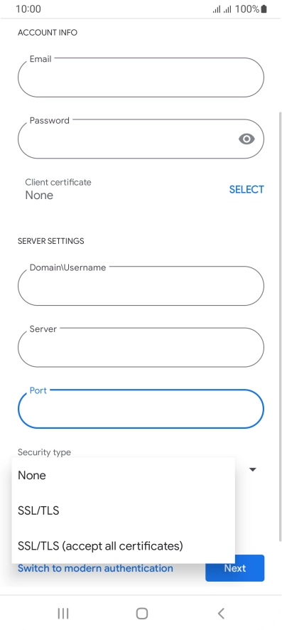 Press the required setting. Press the required setting.
