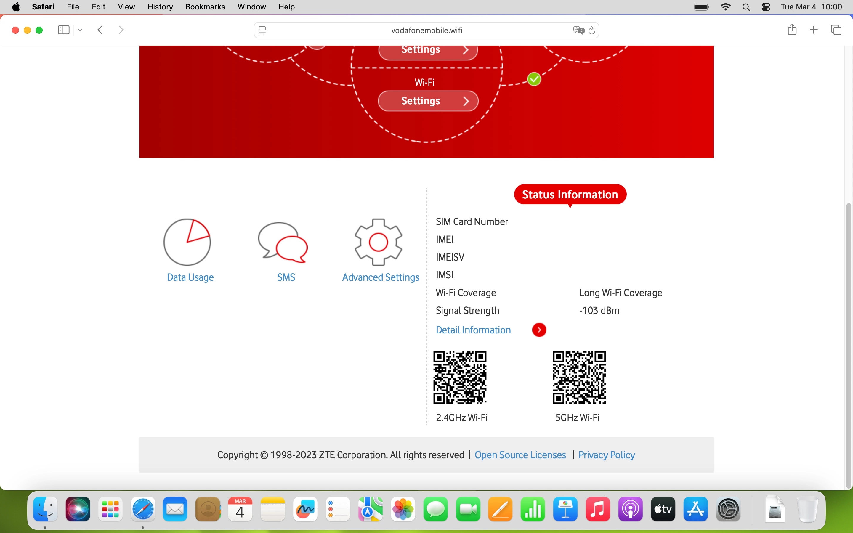 In SMS you can set up your router for text messaging and send and read text messages.