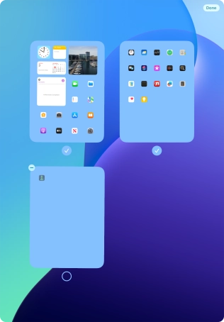 Press the delete icon next to the required home screen page. Press the delete icon next to the required home screen page.