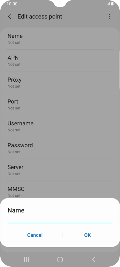 Key in Vodafone Internet and press OK.