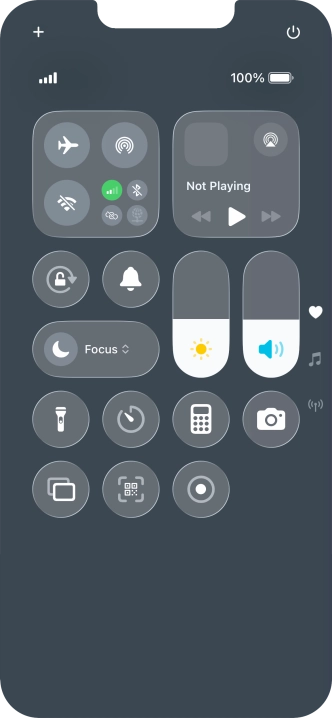 Slide your finger up or down on the screen to select the required Control Centre page.