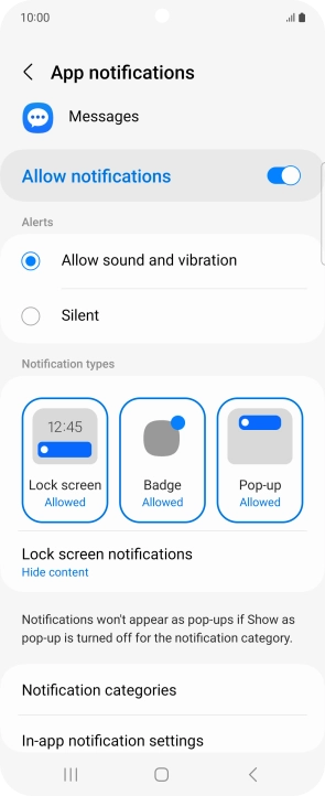 Press the indicator next to 