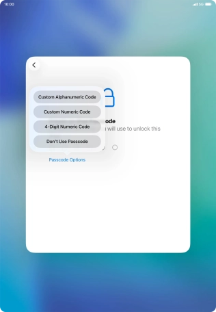 Follow the instructions on the screen to turn on use of lock code or press Don't Use Passcode. Follow the instructions on the screen to turn on use of lock code or press Don't Use Passcode.